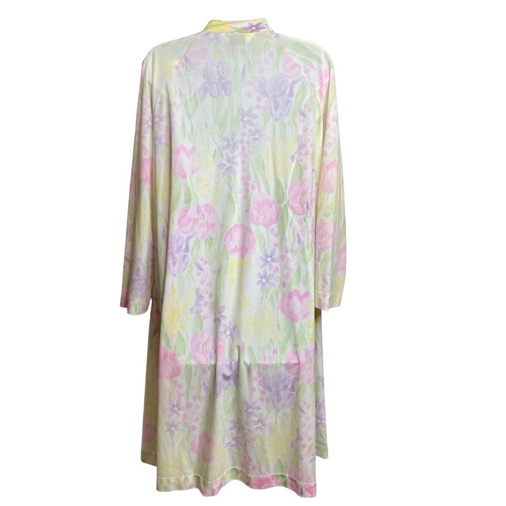 Vintage Kayser Women's Pastels Floral Button‎ Front Robe Est. Size L Fairy Femme - Picture 2 of 10